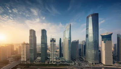 Modern Skyscrapers In The Guangzhou Financial District