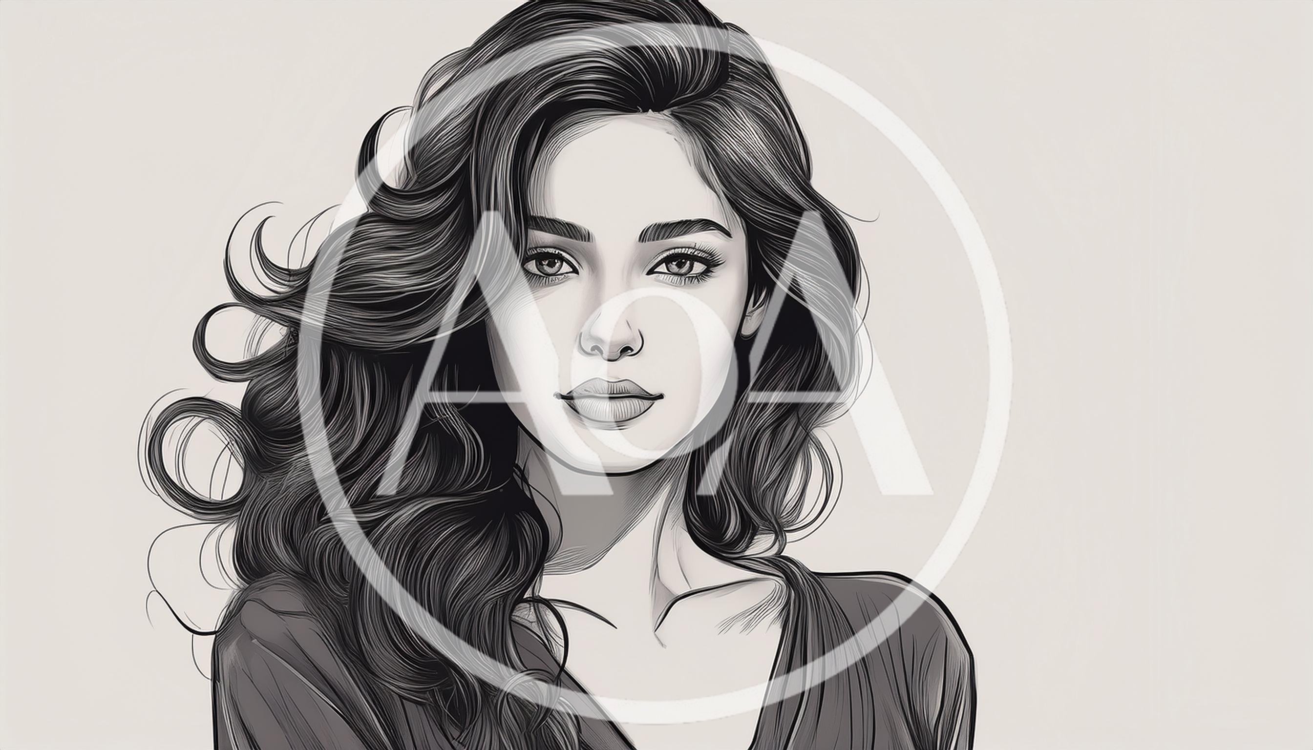 Portrait Of A Beautiful Woman With Flowing Hair