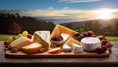 Gourmet Cheese Board With Fruits And Nuts