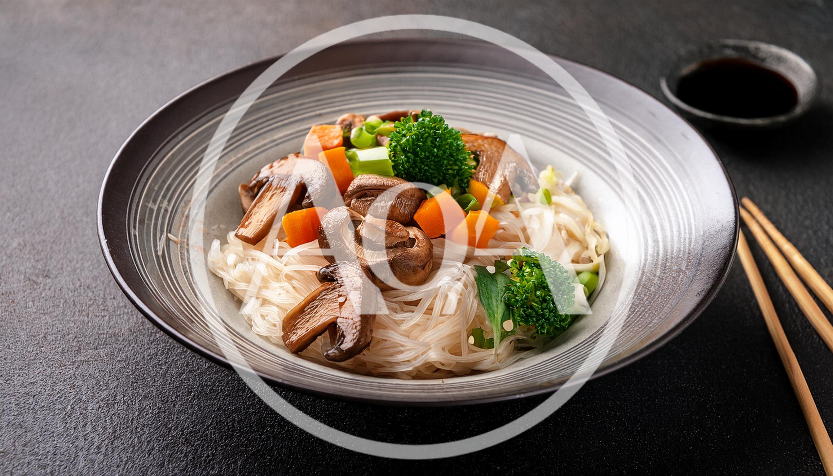 Bowl Of Stir Fried Rice Noodles With Vegetables