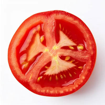 Fresh Red Tomato Slice Isolated On White Background