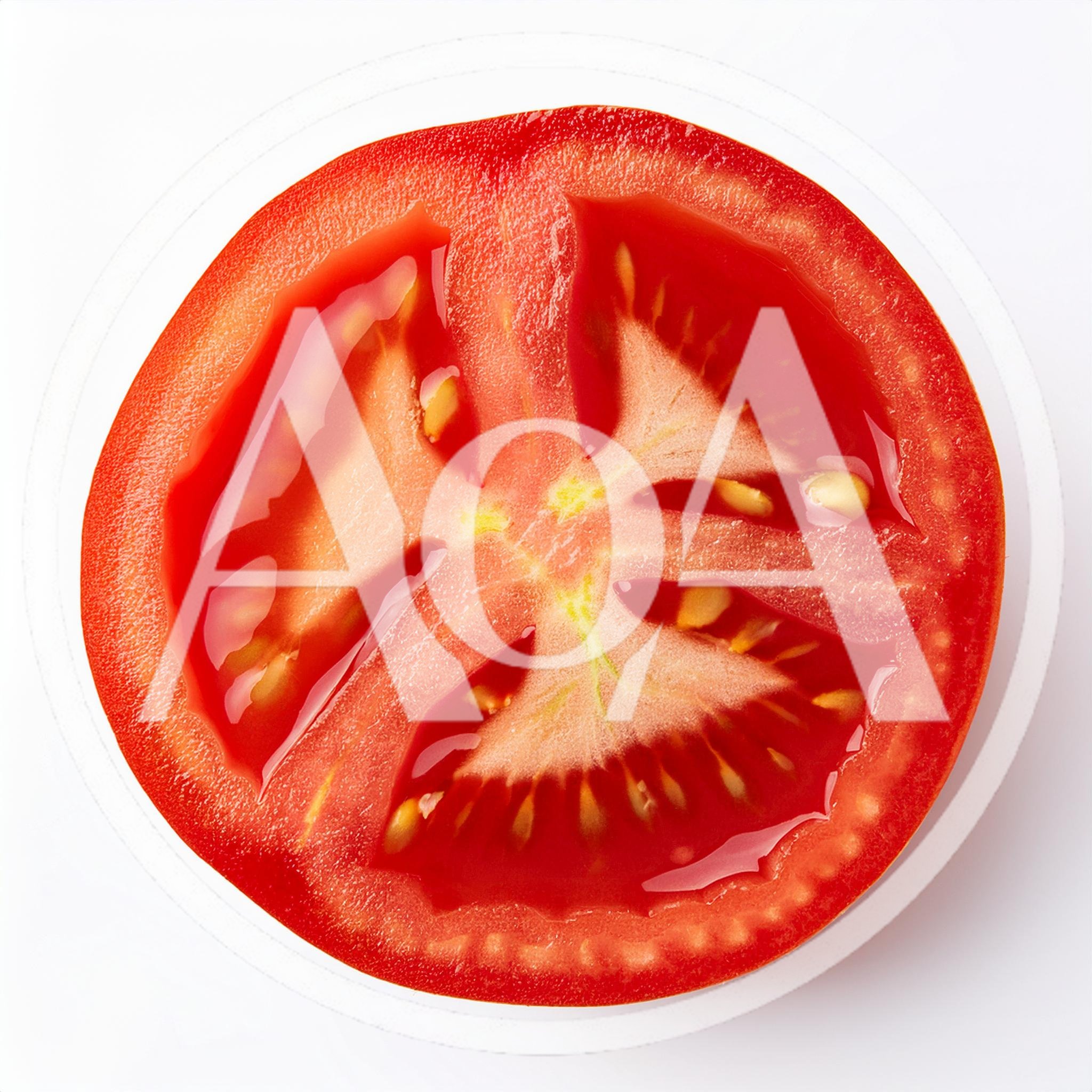 Fresh Red Tomato Slice Isolated On White Background
