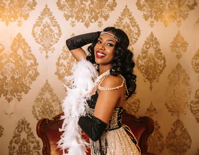 Flapper Woman In Vintage 1920s Costume