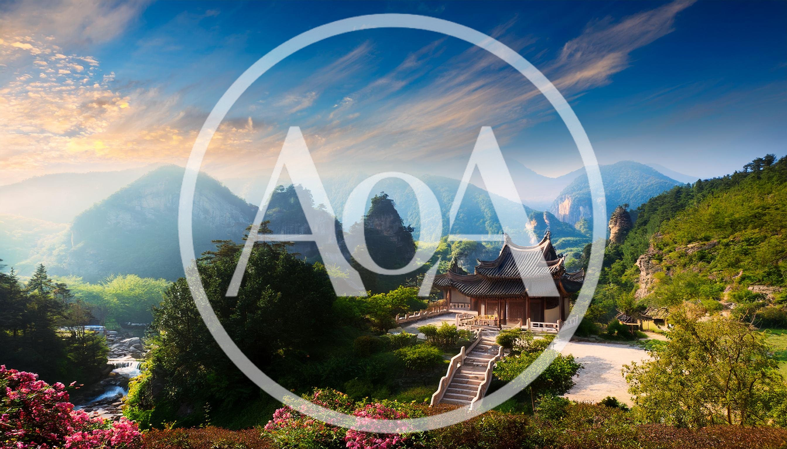 Traditional Chinese Temple In Mountain Landscape