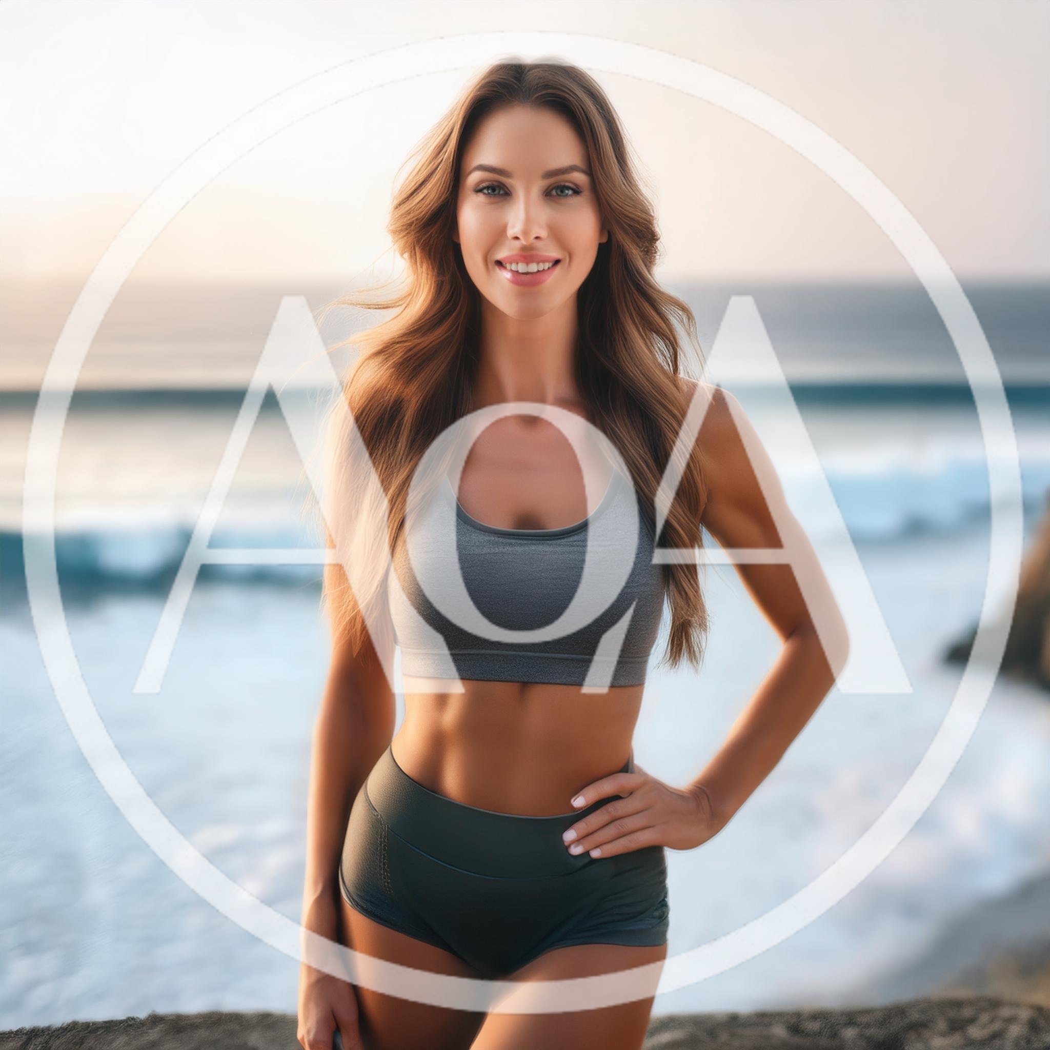Fit Woman Posing In Sportswear At The Beach