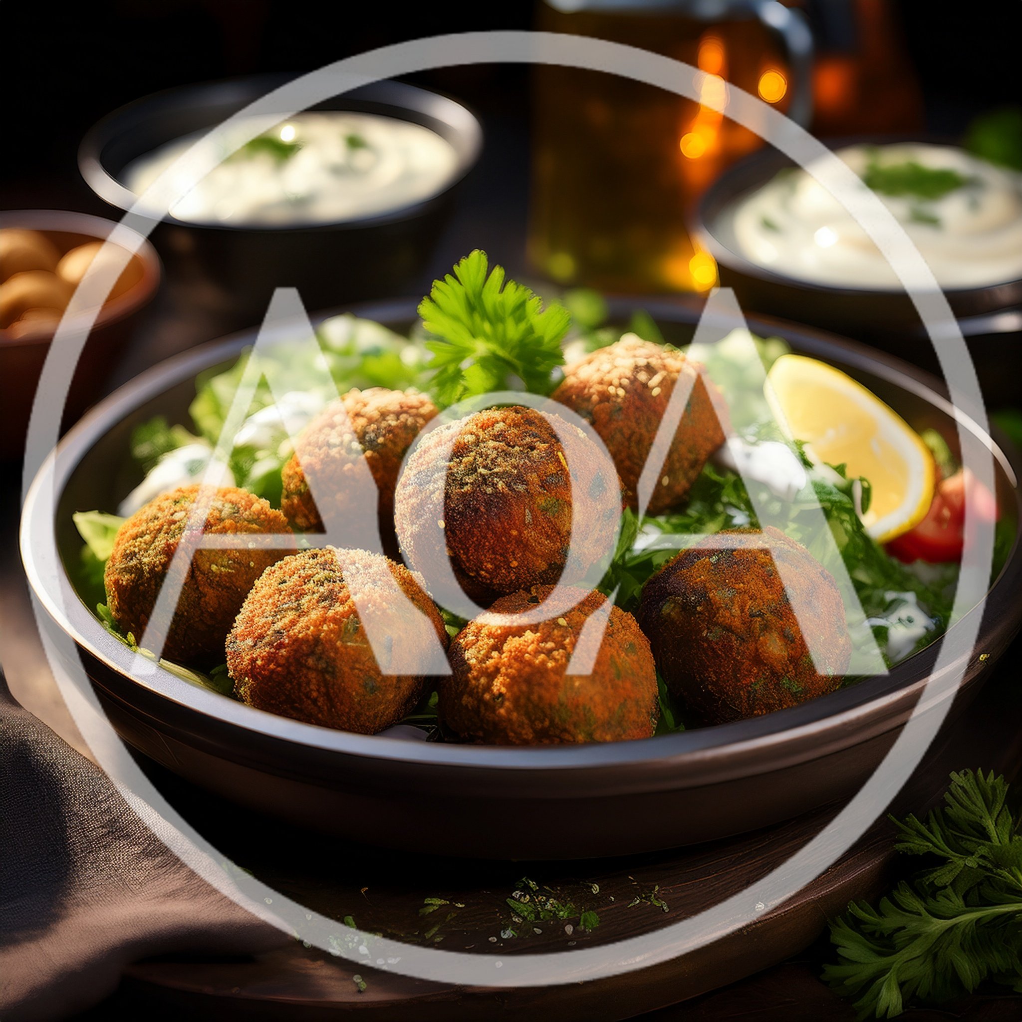Fresh Falafel Balls Served With Salad And Sauce
