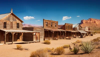 Old West Ghost Town Street In The Desert