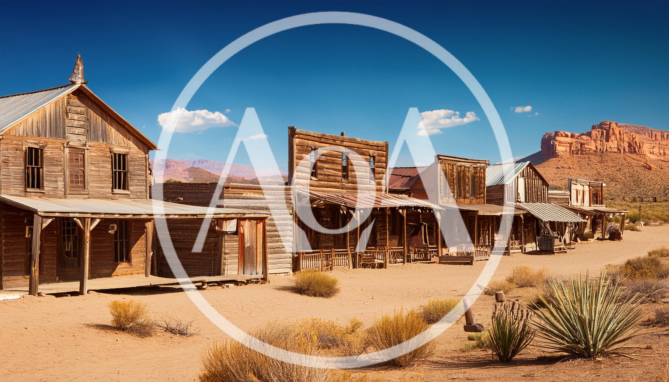 Old West Ghost Town Street In The Desert