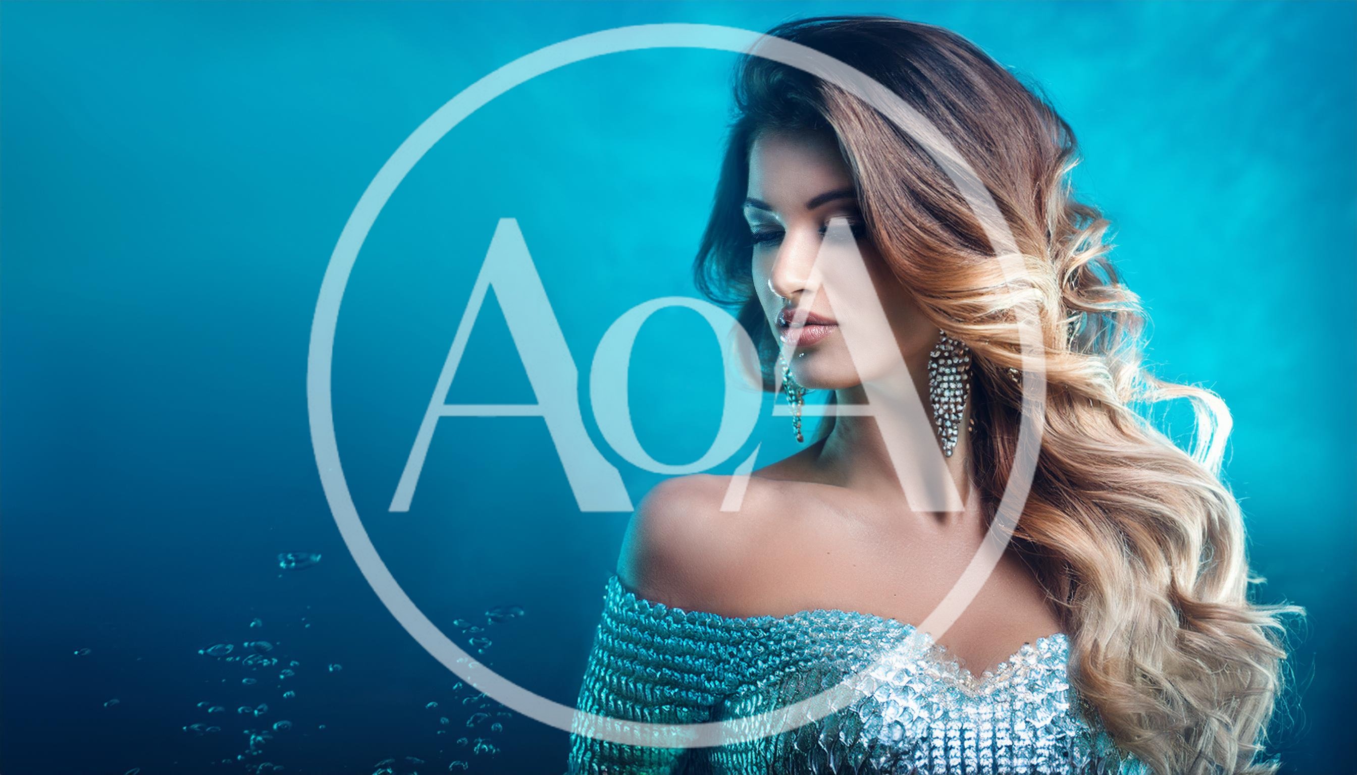 Beautiful Woman With Long Wavy Hair In Sparkling Dress
