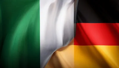 Waving Flags of Italy and Germany Side by Side