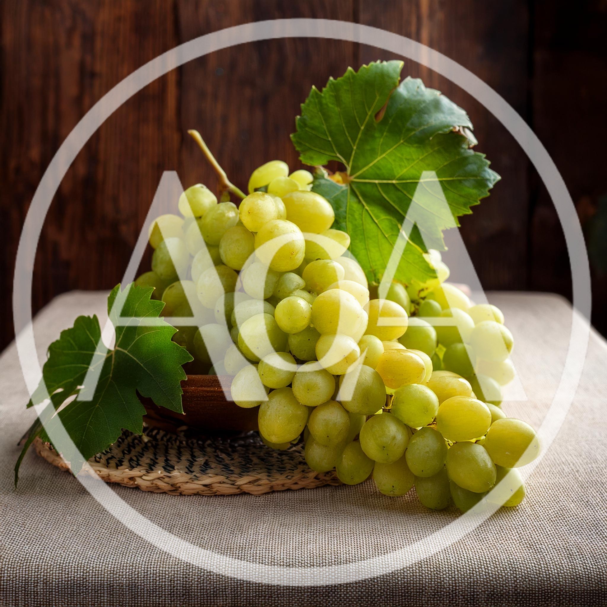 Fresh Green Grapes In A Wooden Bowl
