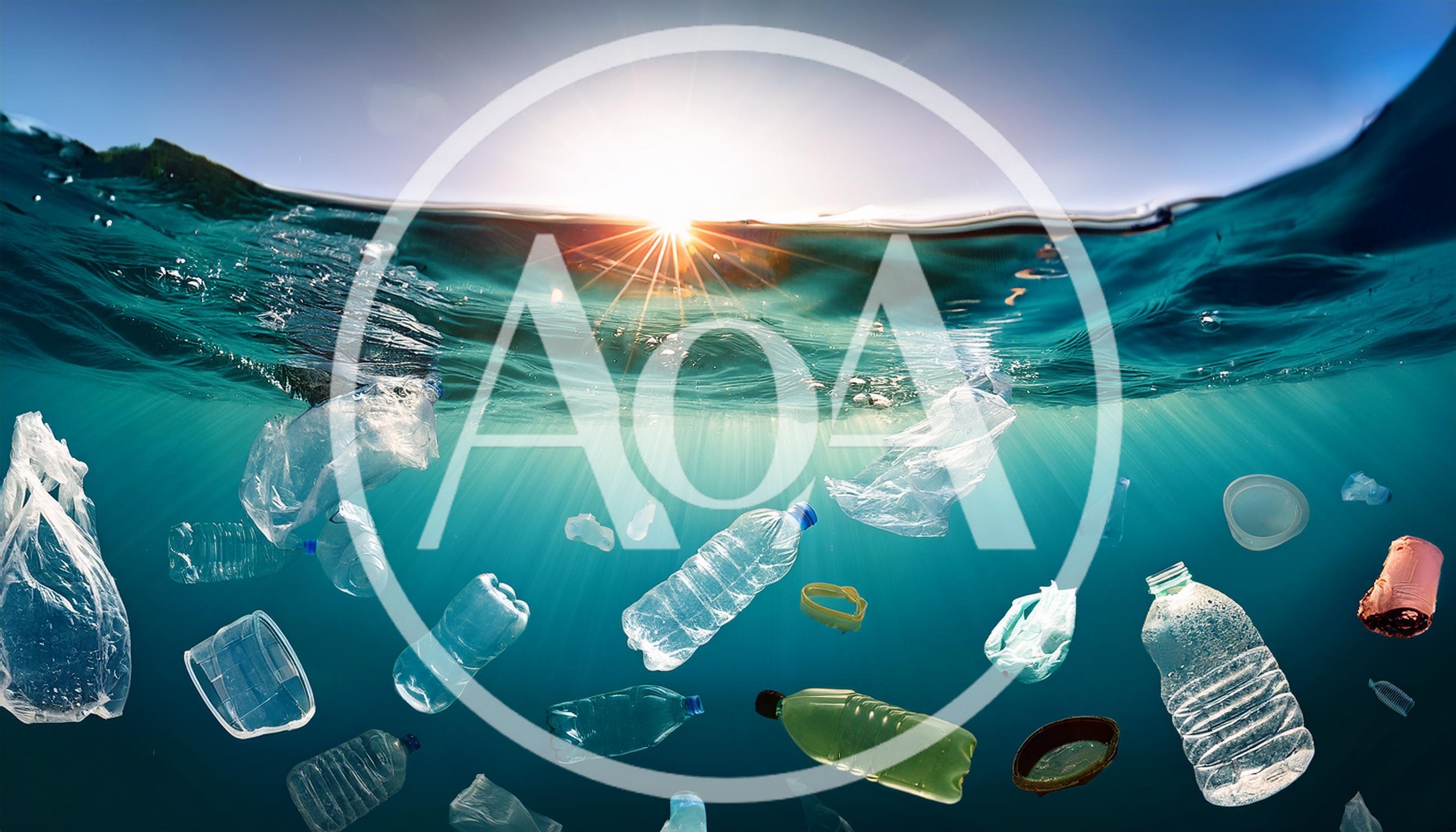 Plastic Waste Floating In Polluted Ocean Water