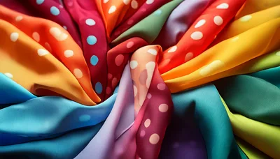 Colorful Polka Dot Silk Fabric Swirls