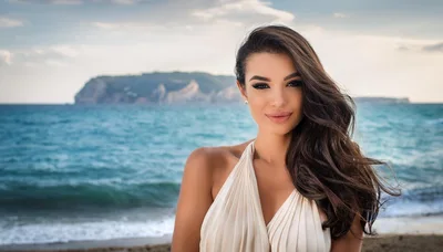 Beautiful Woman Posing On A Mediterranean Beach