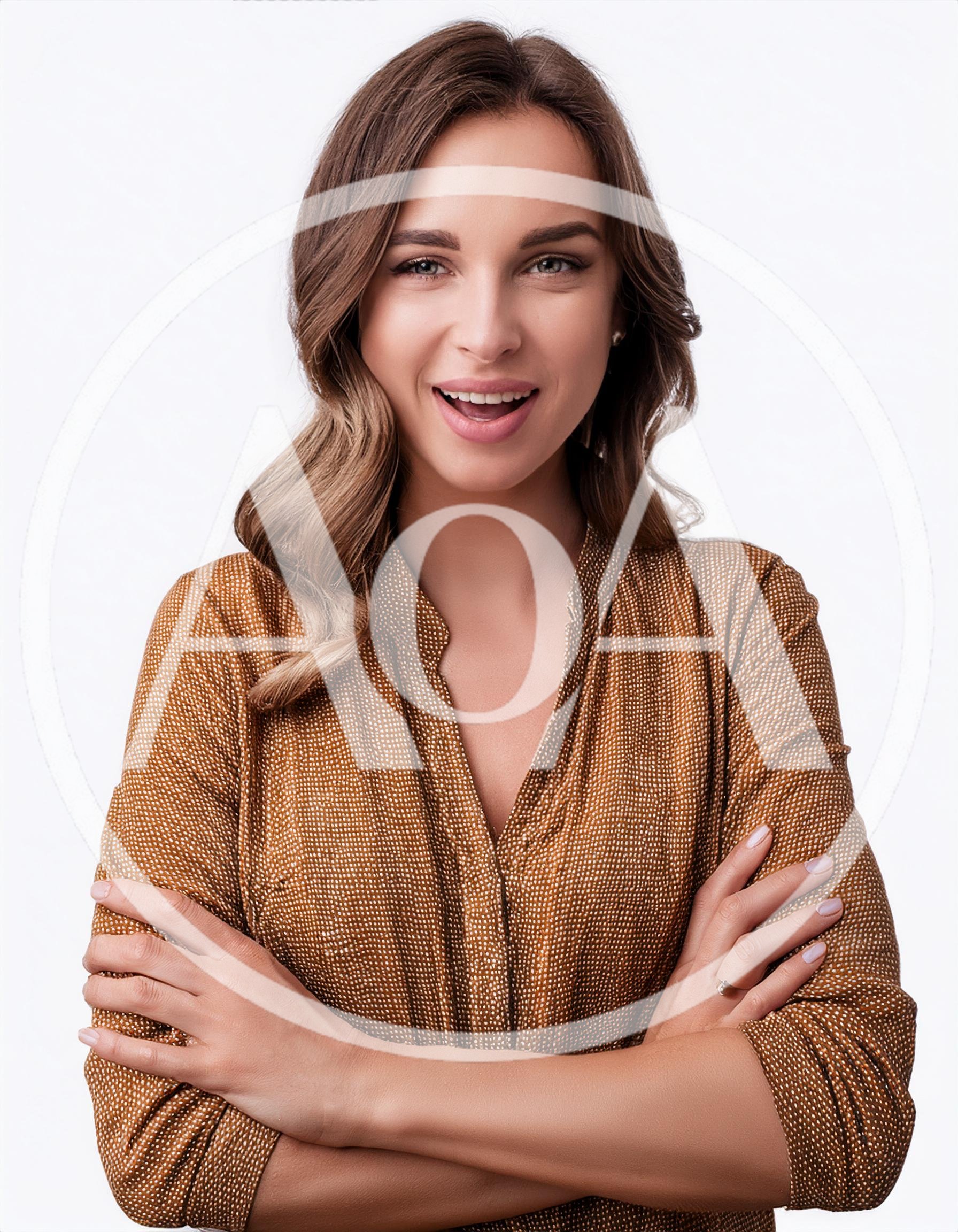 Smiling Woman With Crossed Arms Looking At Camera