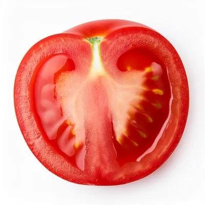 Fresh Red Tomato Slice Isolated On White Background