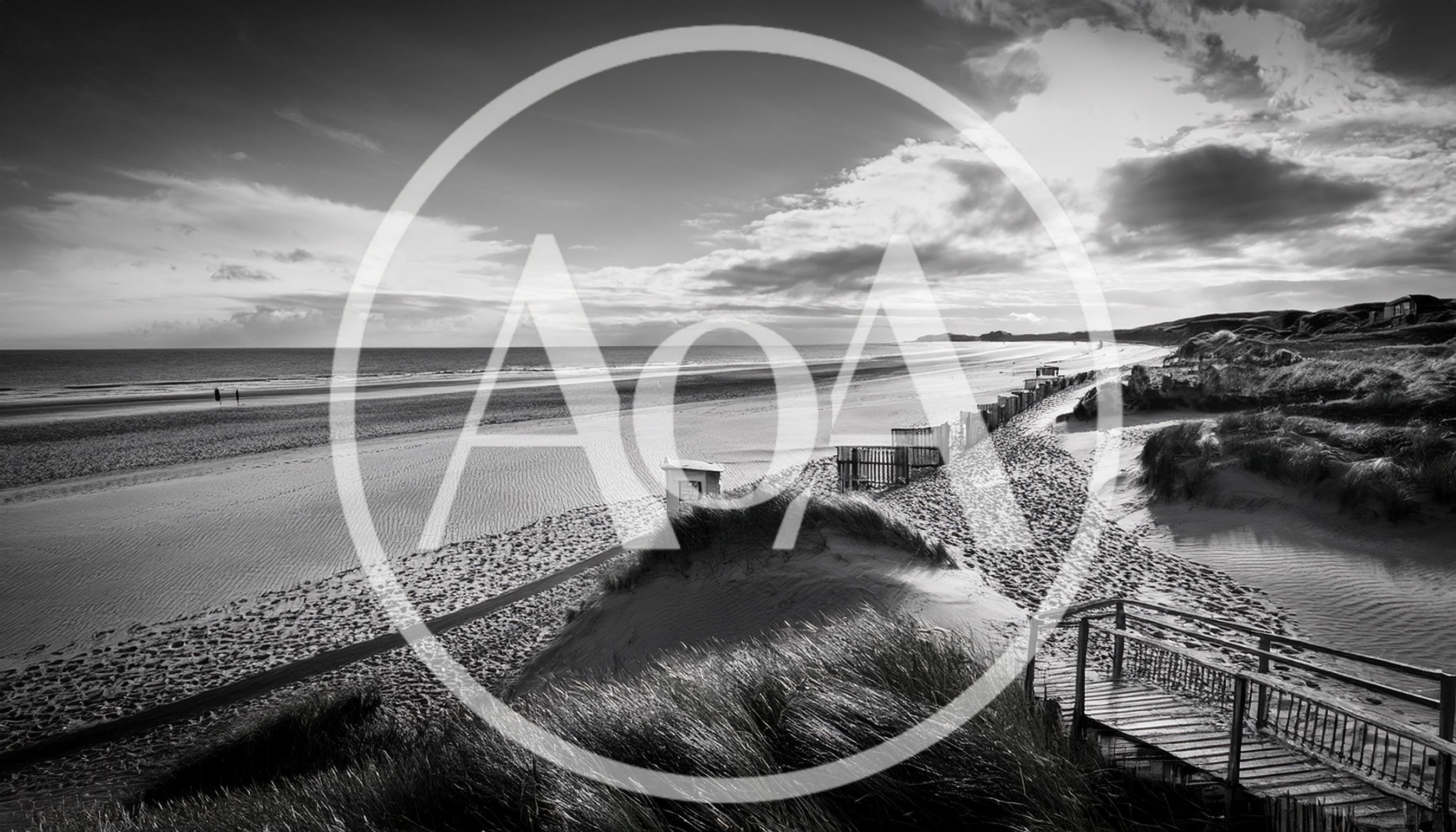 Black and White Coastal Landscape With Wooden Boardwalk
