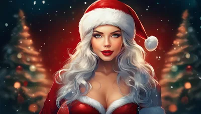 Beautiful Woman Wearing Santa Claus Costume
