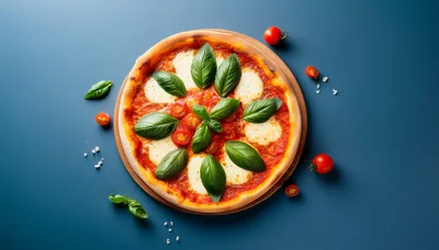 Margherita Pizza With Fresh Basil And Cherry Tomatoes