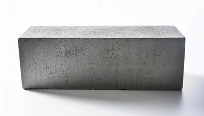 Single Grey Aerated Concrete Block On White Background