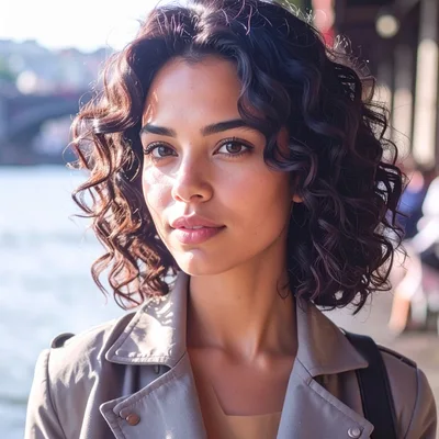Portrait Of A Young Woman With Curly Hair