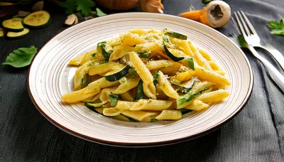Penne Pasta With Zucchini And Parmesan Cheese
