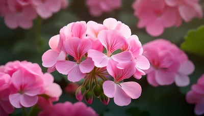 Vibrant Pink Geranium Flowers In Full Bloom