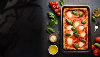 Fresh Homemade Margherita Pizza In A Baking Tray