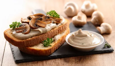 Mushroom Pate Spread on Toasted Bread Slices