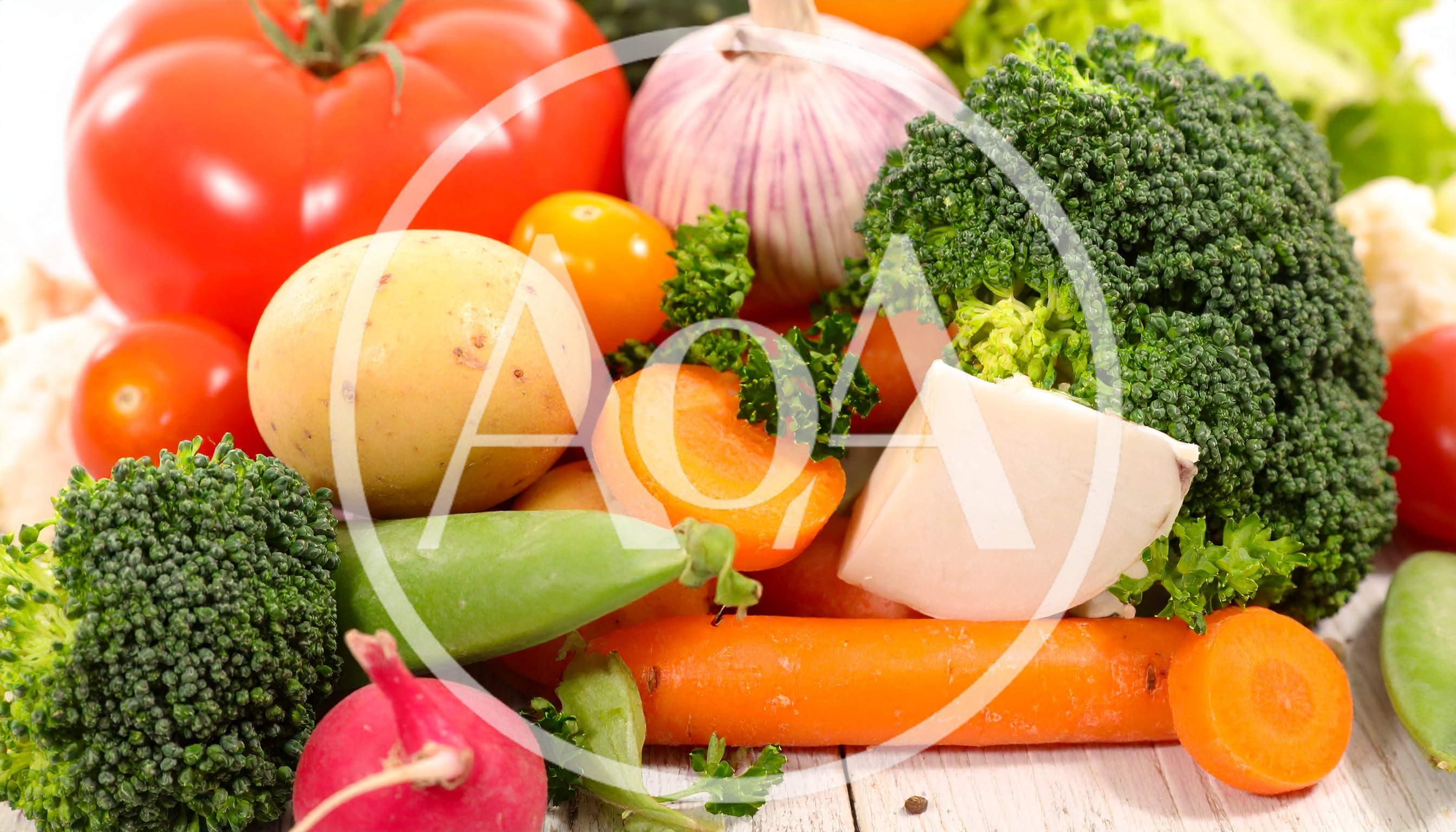 Fresh Assorted Raw Vegetables on Wooden Table