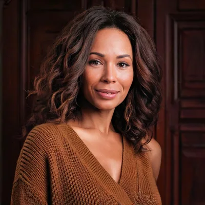 Portrait Of A Confident Woman With Wavy Brown Hair