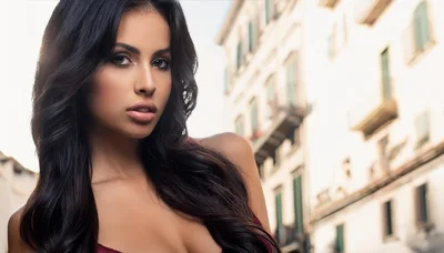 Portrait Of A Beautiful Woman With Long Dark Hair