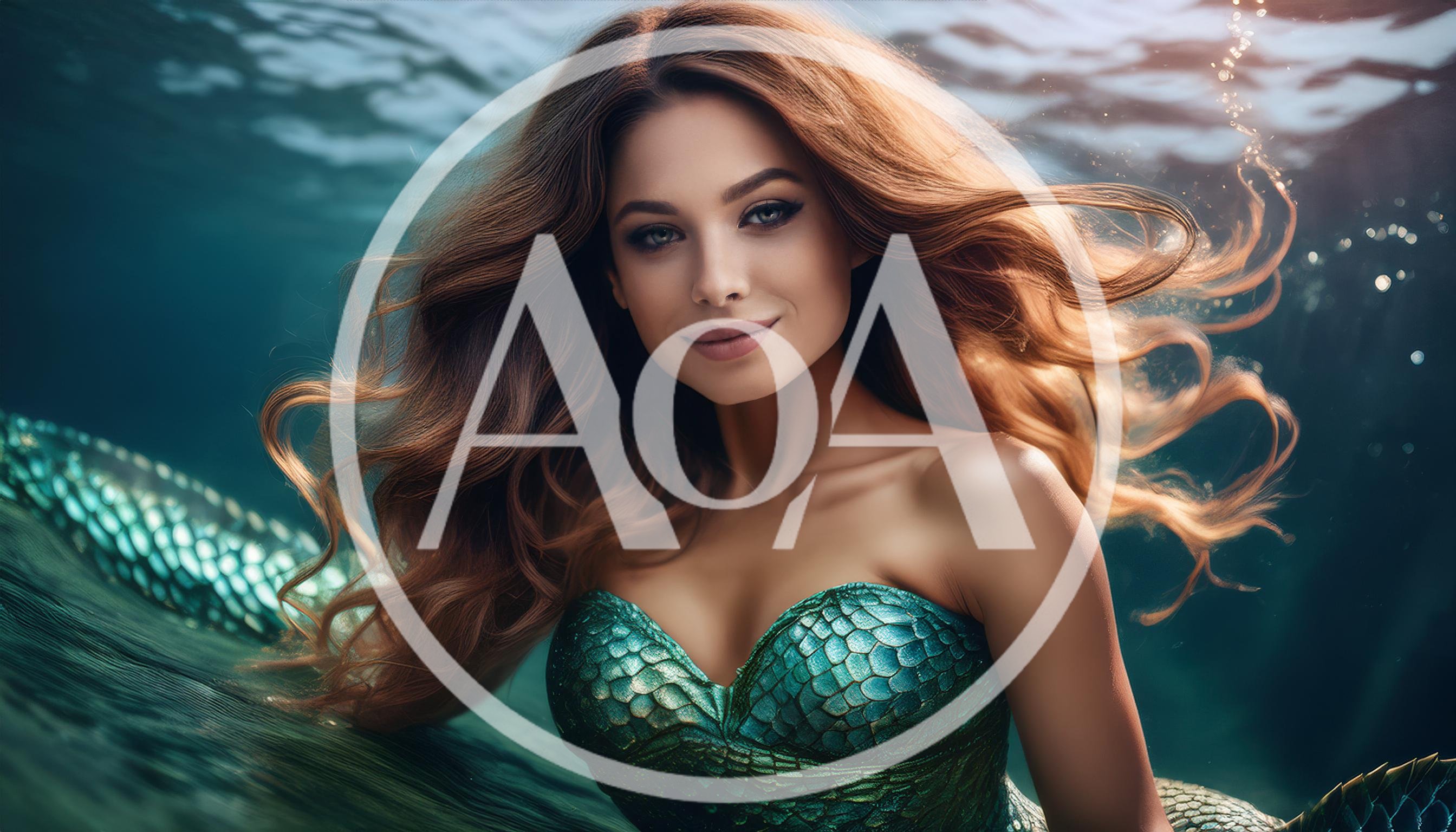 Beautiful Mermaid Swimming Underwater In The Ocean
