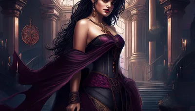 Elegant Gothic Queen Standing In Ornate Palace Hall