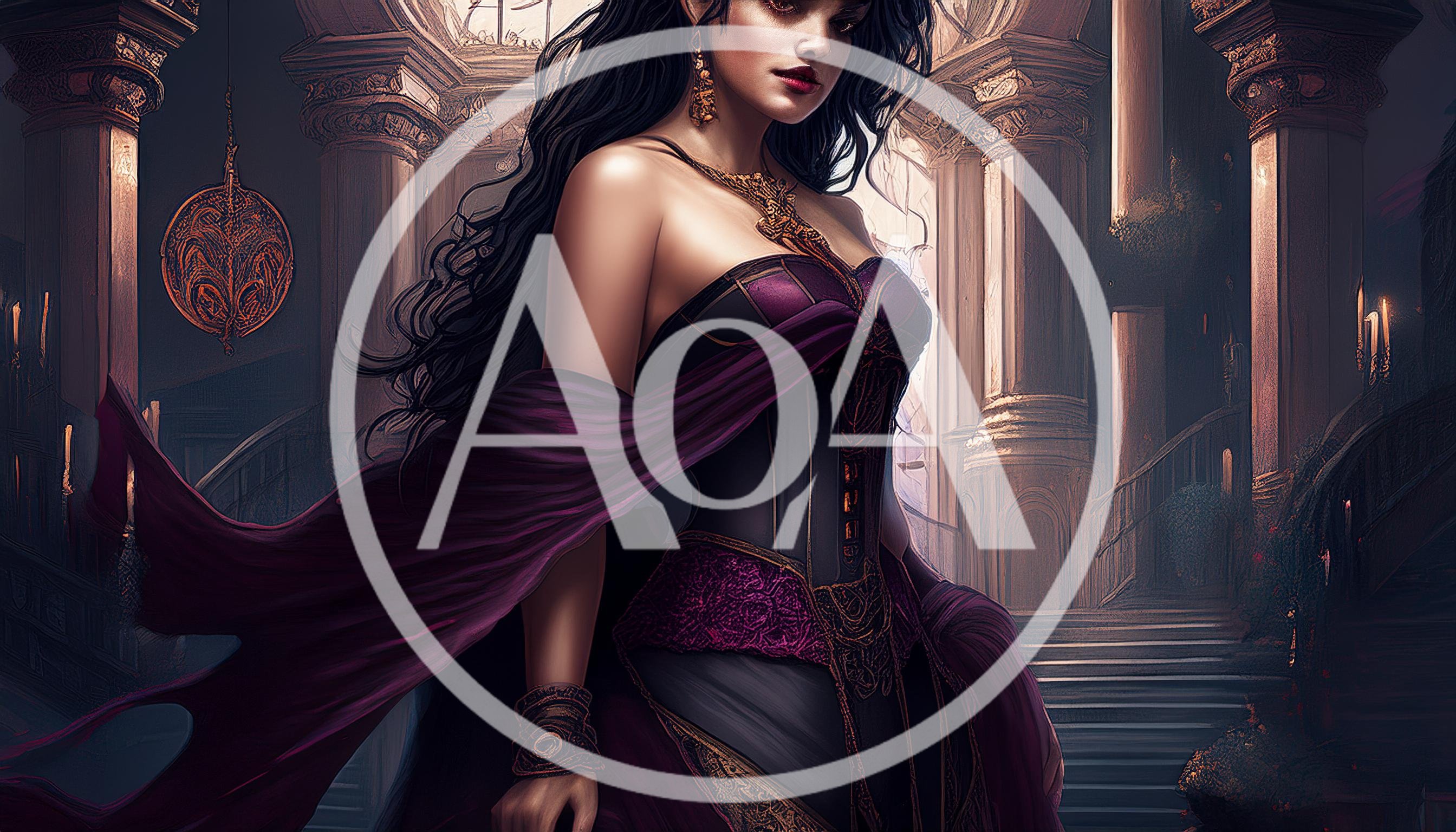 Elegant Gothic Queen Standing In Ornate Palace Hall