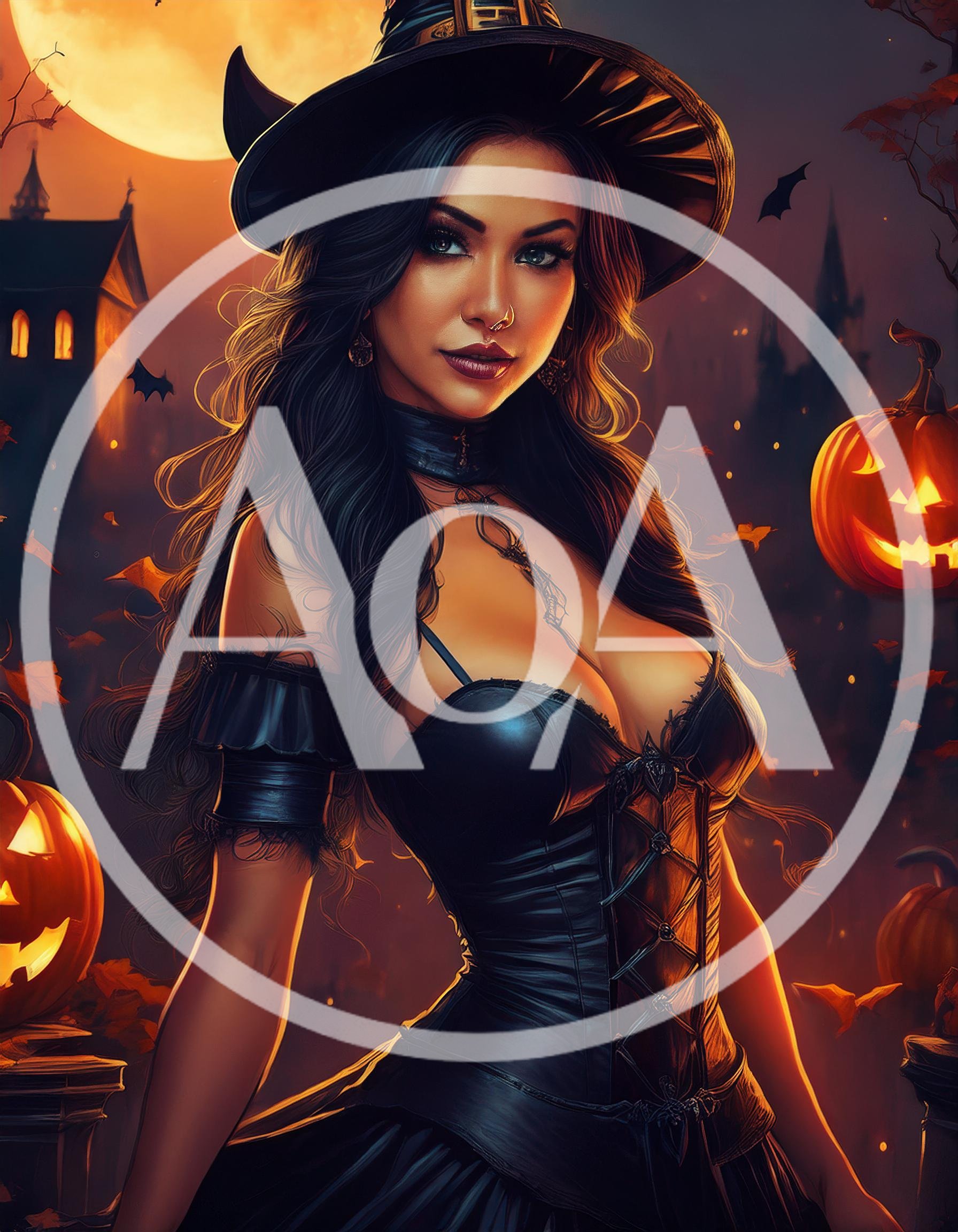 Beautiful Witch Woman In Corset For Halloween Celebration