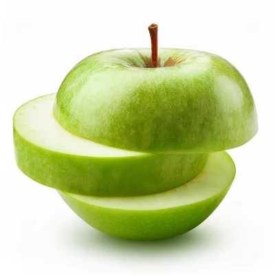 Sliced Green Apple Isolated On White Background