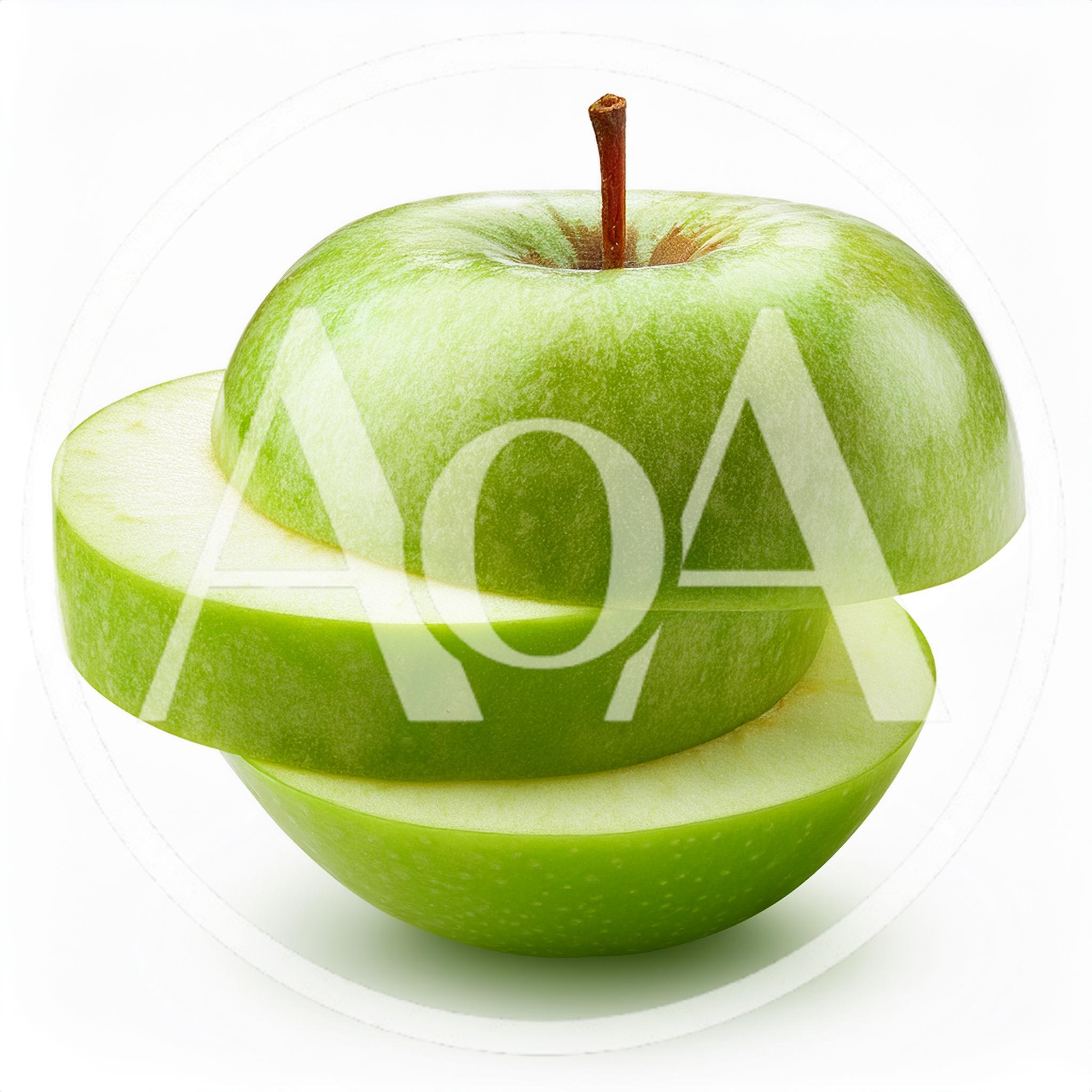 Sliced Green Apple Isolated On White Background