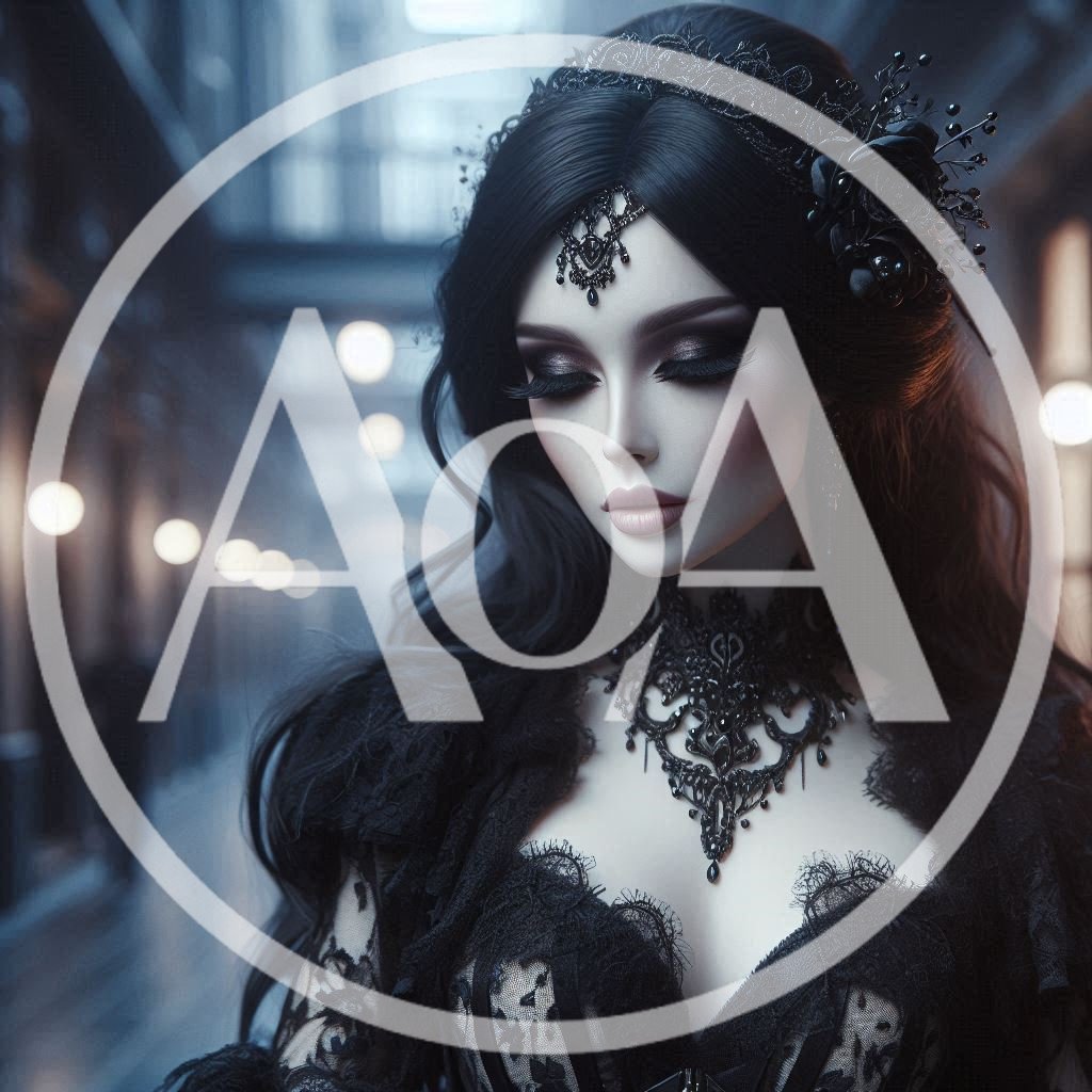 Gothic Woman In Elegant Black Lace Attire