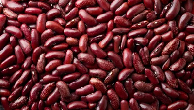 Top View Of Raw Red Kidney Beans Background