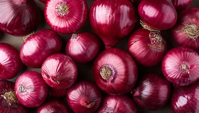 Top View Of Fresh Red Onions