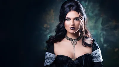 Gothic Woman With Dark Makeup And Victorian Corset