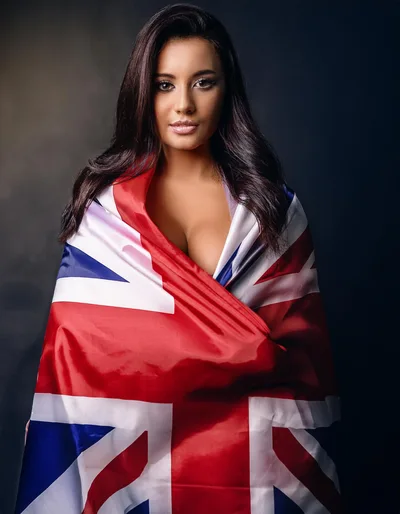 Portrait Of A Woman Wrapped In A British Flag