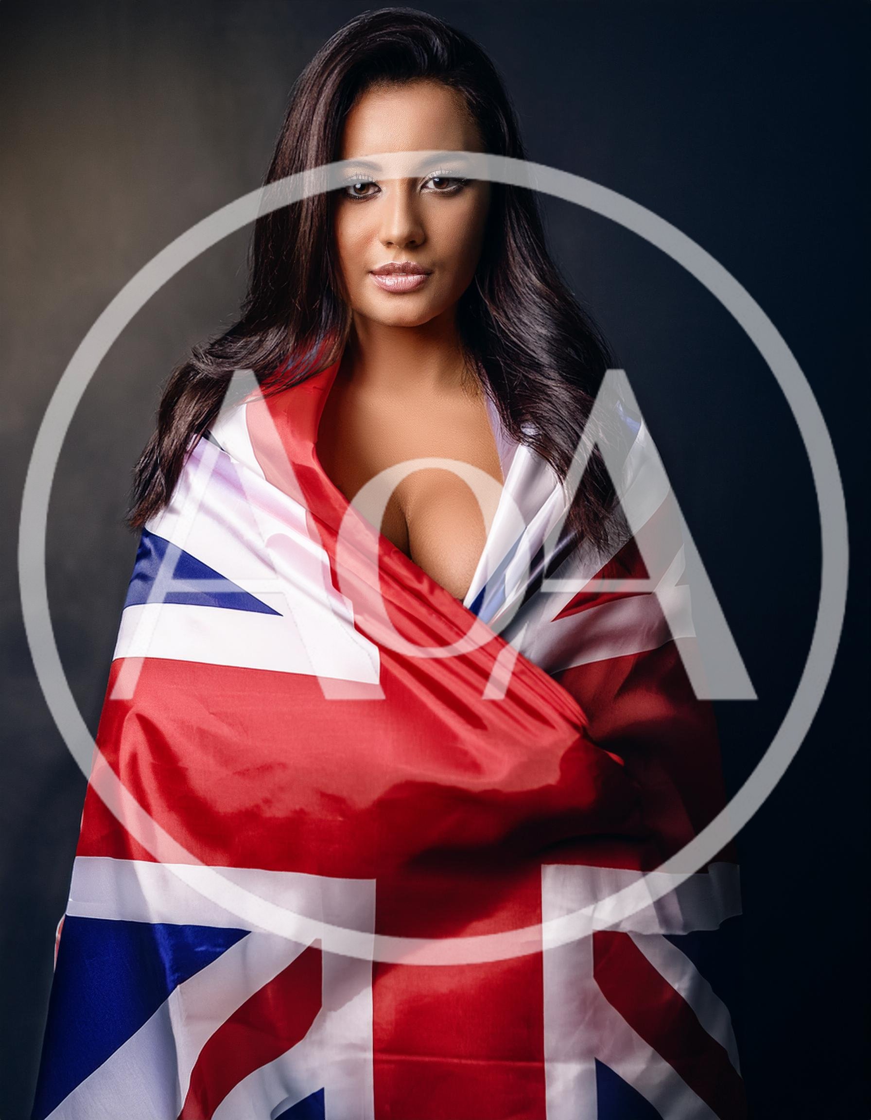 Portrait Of A Woman Wrapped In A British Flag
