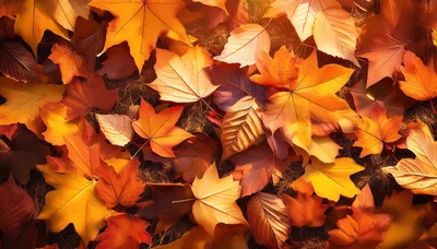 Vibrant Autumn Leaves Scattered On Forest Floor