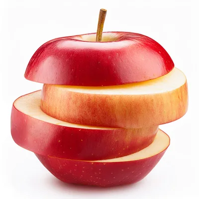 Sliced Red Apple Stacked On White Background