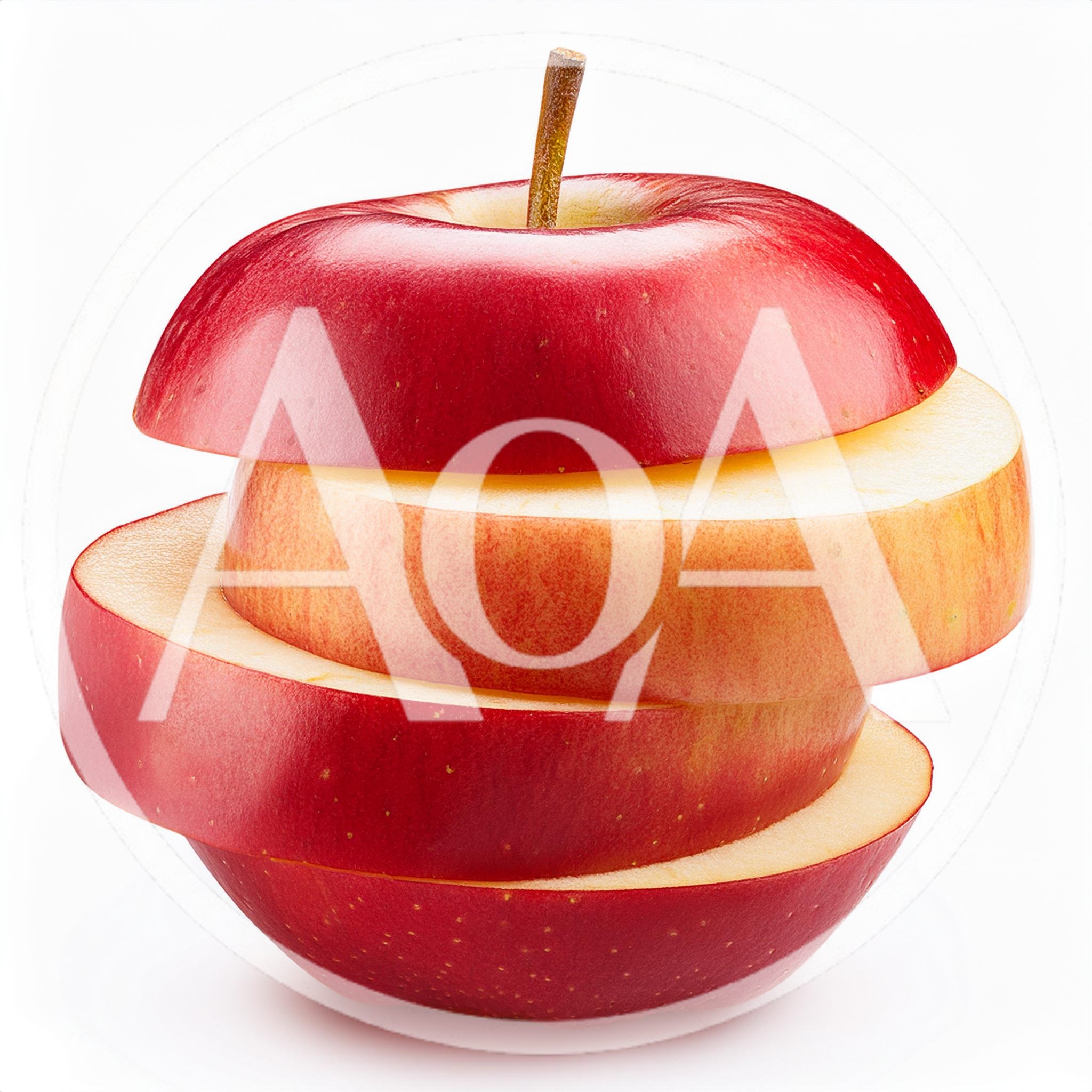 Sliced Red Apple Stacked On White Background