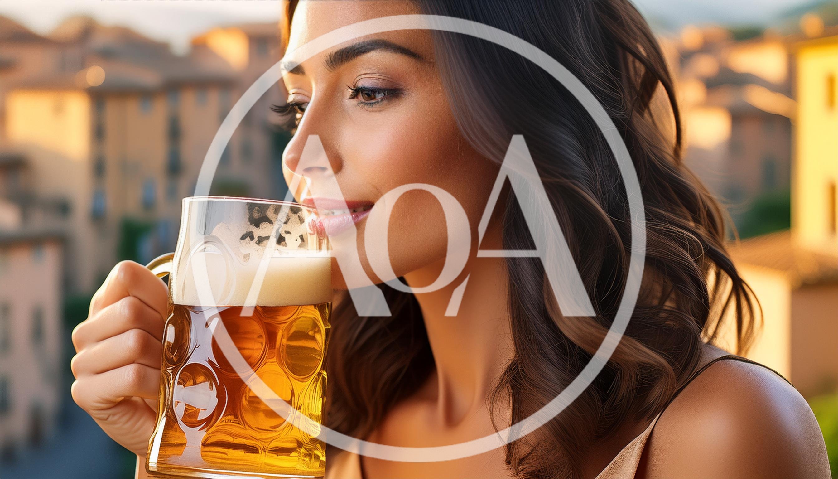 Young Woman Enjoying A Cold Beer Outdoors