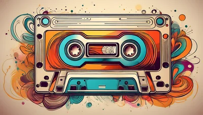 Retro Cassette Tape With Abstract Colorful Swirls