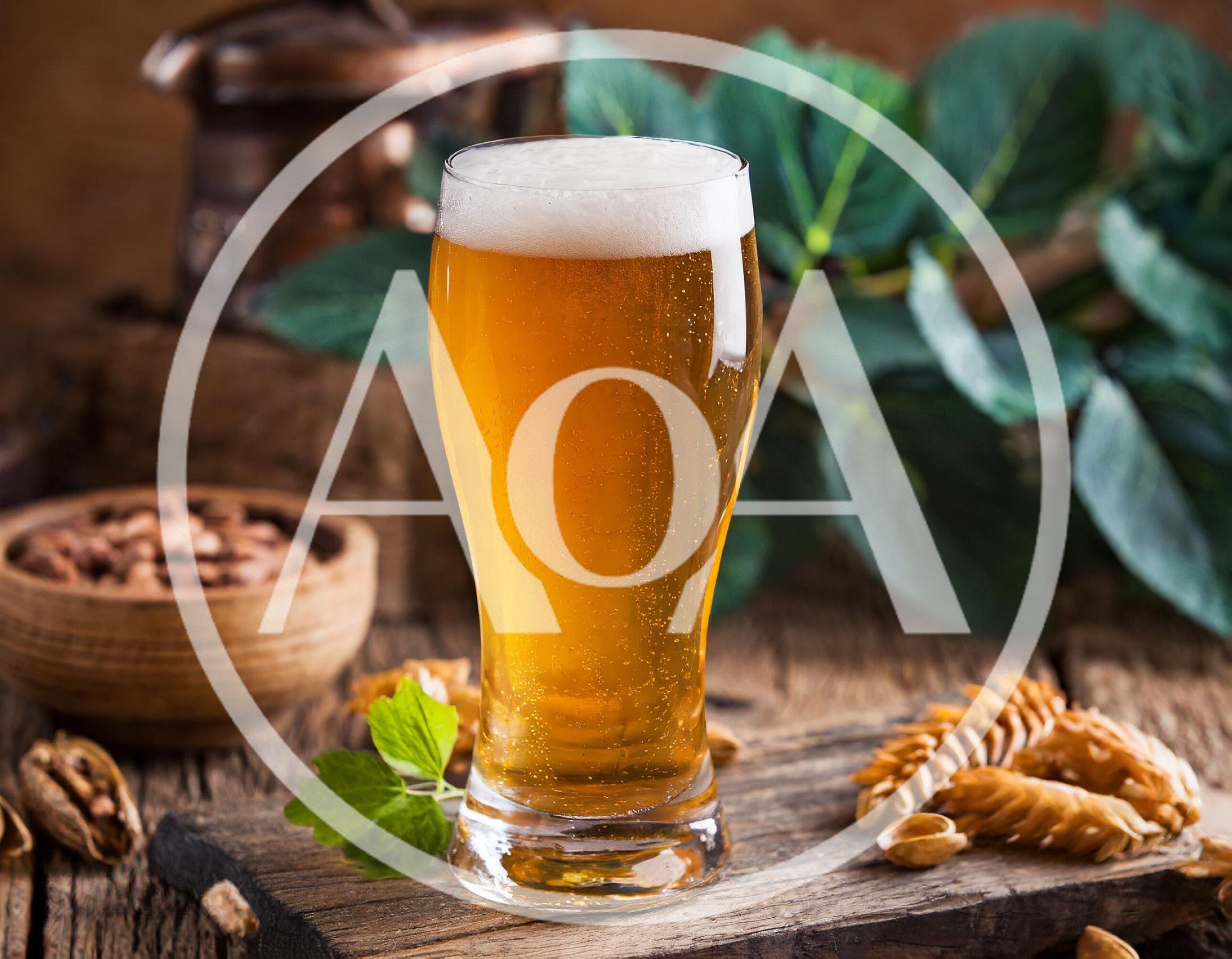 Glass of Golden Beer on Rustic Wooden Table